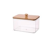 Caja para cápsulas de lavadora Caja de almacenamiento detergente for ropa con tapa bambú, soporte for hisopos algodón for organizar la mesa centro sala estar, caja decorativa escritorio(Color 1-M)