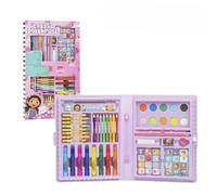 Caja para Colorear de Gabby's Dollhouse - Con Rotuladores y Lapiceros de Colores, Acuarelas y Pegatinas - Regla para Trazos Definidos - Kit de Material Escolar - Producto Original Diseñado en España