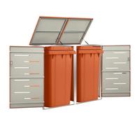 Caja para cubos de basura para 2 toneladas, revestimiento de acero galvanizado y acero inoxidable, 138 x 77,5 x 112,5 cm, caja de basura con cerradura para exteriores