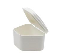 Caja Para Dentaduras Postizas Caja de baño de plástico con forma de escalera for dentadura postiza, contenedor de aparatos dentales, cajas de almacenamiento for dentadura trapecio, 3 uds.(White)