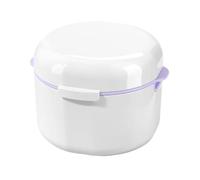 Caja Para Dentaduras Postizas Caja de limpieza for retenedor Oral, caja de baño for dentadura con colador, caja de almacenamiento for soportes de doble capa, contenedor for remojo, 3 uds.(White)