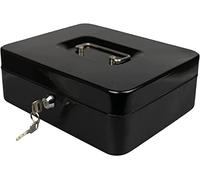 Caja para dinero pequeña y de metal, 30,5 cm, suministrada con 2 llaves y una bandeja de cambio extraíble, almacenamiento de seguridad perfecto para las monedas sueltas, color negro