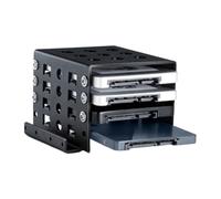 Caja para Disco Duro Interno - Adaptador de Bahía 5.25 a 3.5 Pulgadas | Soporte de Montaje | Rack Multi-Ranura de Aleación de Aluminio para Ampliar Almacenamiento en Torres PC, Estaciones de T