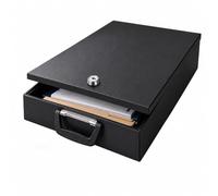 Caja para documentos Relaxdays DIN A4, cerradura con 2 llaves, asa, negra | 7 x 37 x 27 cm, caja de seguridad