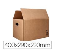 Caja para embalar q-connect americana con asas carton reciclado canal simple 5 mm color kraft 400x290x220 mm - KF14281