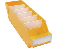 Caja para estanterías de polipropileno a prueba de golpes STEMO, amarillo