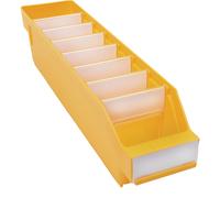 Caja para estanterías de polipropileno a prueba de golpes STEMO, amarillo