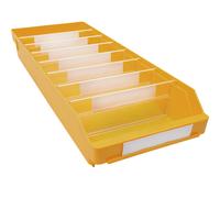 Caja para estanterías de polipropileno a prueba de golpes STEMO, amarillo