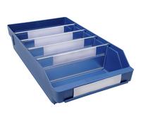 Caja para estanterías de polipropileno a prueba de golpes STEMO, azul