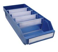 Caja para estanterías de polipropileno a prueba de golpes STEMO, azul