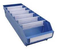 Caja para estanterías de polipropileno a prueba de golpes STEMO, azul