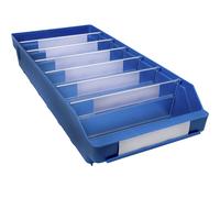 Caja para estanterías de polipropileno a prueba de golpes STEMO, azul