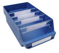 Caja para estanterías de polipropileno a prueba de golpes STEMO, azul