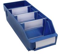 Caja para estanterías de polipropileno a prueba de golpes STEMO, azul