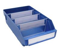 Caja para estanterías de polipropileno a prueba de golpes STEMO, azul