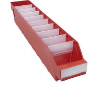 Caja para estanterías de polipropileno a prueba de golpes STEMO, rojo
