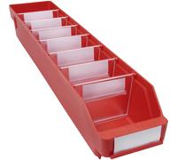 Caja para estanterías de polipropileno a prueba de golpes STEMO, rojo