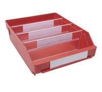 Caja para estanterías de polipropileno a prueba de golpes STEMO, rojo