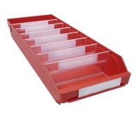 Caja para estanterías de polipropileno a prueba de golpes STEMO, rojo