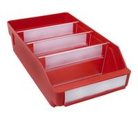Caja para estanterías de polipropileno a prueba de golpes STEMO, rojo