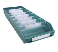 Caja para estanterías de polipropileno a prueba de golpes STEMO, verde