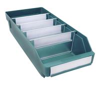 Caja para estanterías de polipropileno a prueba de golpes STEMO, verde