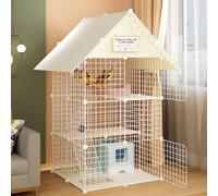 Caja para gatos de montaje libre, con techo, recinto desmontable de 3 niveles para gatos de interior, perreras para gatos, conejos, chinchilla (estilo 1 B)