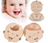 Caja para guardar dientes para niños y niñas, Regalo para niños en madera de souvenir, Acumulación de dientes (Niño) (NIÑA)