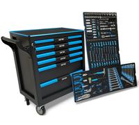 DeTec. Carro de herramientas equipado con 6 cajones, 4 llenos, caja de herramientas para coche con herramientas, se puede cerrar con insertos de espuma de alta calidad