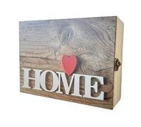 Caja para Llaves de Madera con 5 colgadores de Pared para Entrada, Armario para Llaves diseño Decorativa, Guardallaves para Recibidor 24x16,5x6 cm (Home Rojo)
