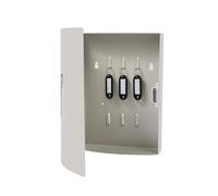 Caja para Llaves Relaxdays, con Puerta, 9 Ganchos, símbolo de Llave, HBT: 24 x 21 x 6,5 cm, con Cierre magnético, Blanca