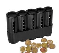 Caja para monedas de 1 unidad, color negro, 5 denominaciones (2EU,1EU,50CT,20CT,10CT), dispensador de monedas, de plástico, almacenamiento de monedas, almacenamiento de monedas, almacenamiento de