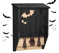 Caja para murciélagos de madera, doble cámara, resistente a la intemperie, casa de murciélagos y nido, listo para montar, caja de refugio para murciélagos en verano e hibernación, color negro