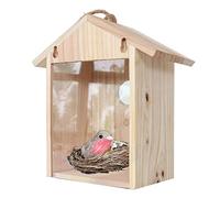 Caja para pájaros con ventana, de madera, colgante, para exterior, con ventosas fuertes, 21,5 x 13 x 10 cm