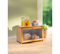 Caja para pan XXL de bambú y madera con puerta de cristal 40x20x23,5 cm