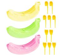 Caja para plátanos de 3 piezas, recipiente portátil con protección contra aplastamiento, adecuado para viajes y camping