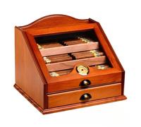 Caja para Puros con Tapa de Cristal y Humidor de Cedro Capacidad para 100 Unidades: Higrómetro, Cajón, Humidificador y Pantalla Transparente para los Amantes de los Puros.