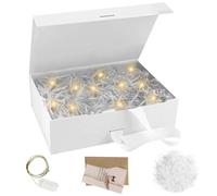 Caja Para Regalo Con Tapa, Caja Regalo Boda, Cajas Para Regalos Con Lazo, Luces LED, Tarjeta De Felicitación, 23 X 17 X 7 Cm, Cajas Regalo Magnéticas Plegables (B)