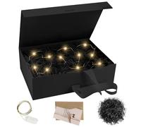 Caja Para Regalo Con Tapa, Caja Regalo Boda, Cajas Para Regalos Con Lazo, Luces LED, Tarjeta De Felicitación, 23 X 17 X 7 Cm, Cajas Regalo Magnéticas Plegables (A)