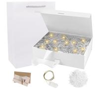 Caja Para Regalo Con Tapa, Cajas Regalo Magnéticas Plegables Caja Regalo Boda, 23 X 17 X 7 Cm, Cajas Para Regalos Con Lazo, Luces LED, Tarjetas De Felicitación (C)