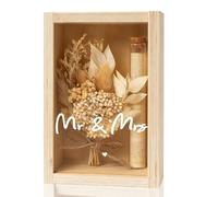 Caja para Regalos de Dinero, 11 × 16 cm Regalo de Dinero para Cumpleaños, Caja de Madera con Flores Secas y Tubo de Ensayo, Regalo de Boda, Feliz Cumpleaños, Incluye Flores Secas