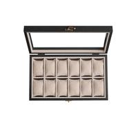 SONGMICS Caja para Relojes con 12 Compartimentos, Navidad, Caja para Relojes de Madera Maciza, con Tapa de Cristal, Cojín para Relojes, Regalo para Queridos, Negro Ébano JOW120B01