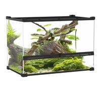 Caja para reptiles, caja de cría para reptiles, terrario con cierre seguro por rotación, ventilación frontal, no requiere montaje, 50x30x35 cm, Negro