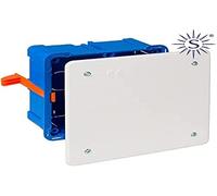 Caja para tabique hueco 107x107x45mm con bridas, ideal para instalaciones eléctricas y de telecomunicaciones.