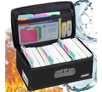 Caja para tarjetas con cerradura plegable, resistente al fuego, para 1200 unidades A6 o 15,2 x 10,2 cm, notas, negocios, recetas, tarjetas flash, color negro