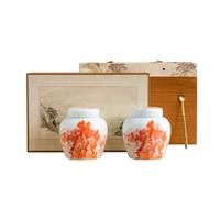 Caja Para Té Contenedor de almacenamiento té a granel cerámica, tarro sellado for condimentos cocina, juego chino, conjunto con caja regalo doble