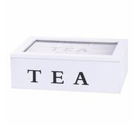 Caja para té e infusiones, 6 ranuras interiores, color blanco, Sibila