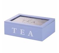 Caja para té e infusiones, 6 ranuras interiores, color lila, Sibila