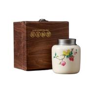 Caja Para té Recipiente de cerámica for almacenar té a granel, tarro de doble capa con tapa de hojalata sellada, juego de caja de regalo de un solo tarro for té chino retro Lata Para té(D)