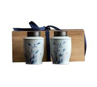 Caja Para té Tarro de almacenamiento for té a granel, creativo, de porcelana azul y blanca, tarro sellado de cerámica, juego de té chino, conjunto con caja de regalo doble Lata Para té